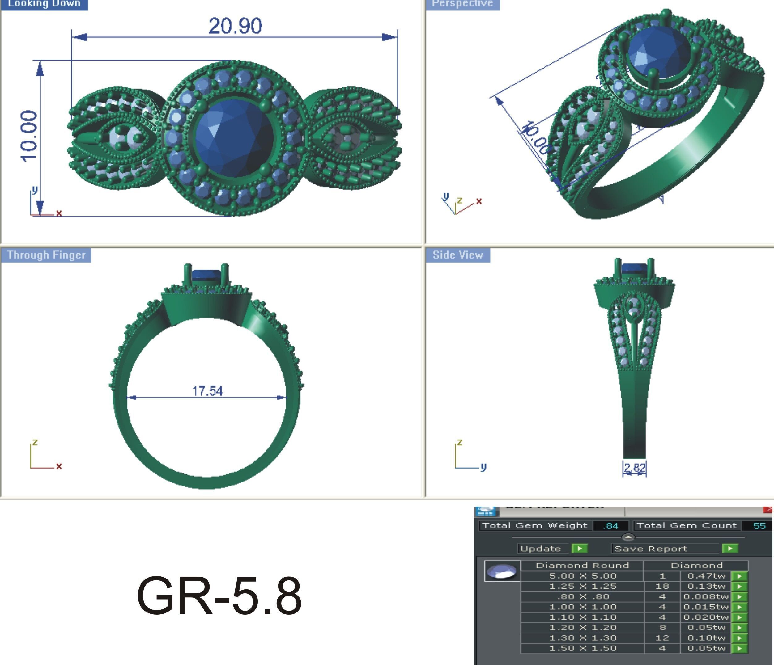 Jewelry 3D Models with render and 3dm stl - R-3905 3D print model_4