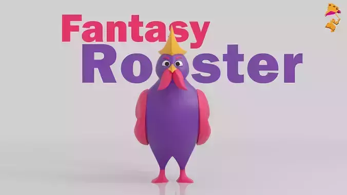 Fantasy rooster Low-poly 3D model