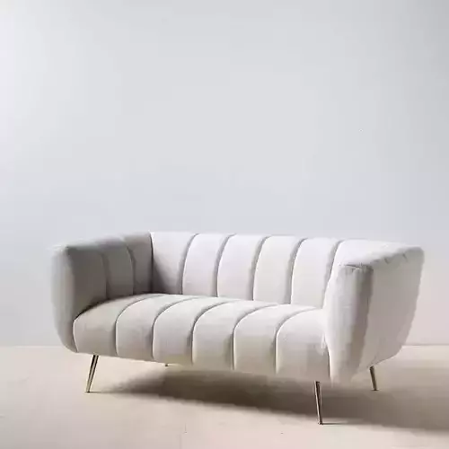 Modern Luxury 3D Sofa Model Elegant Curved Design with Metallic