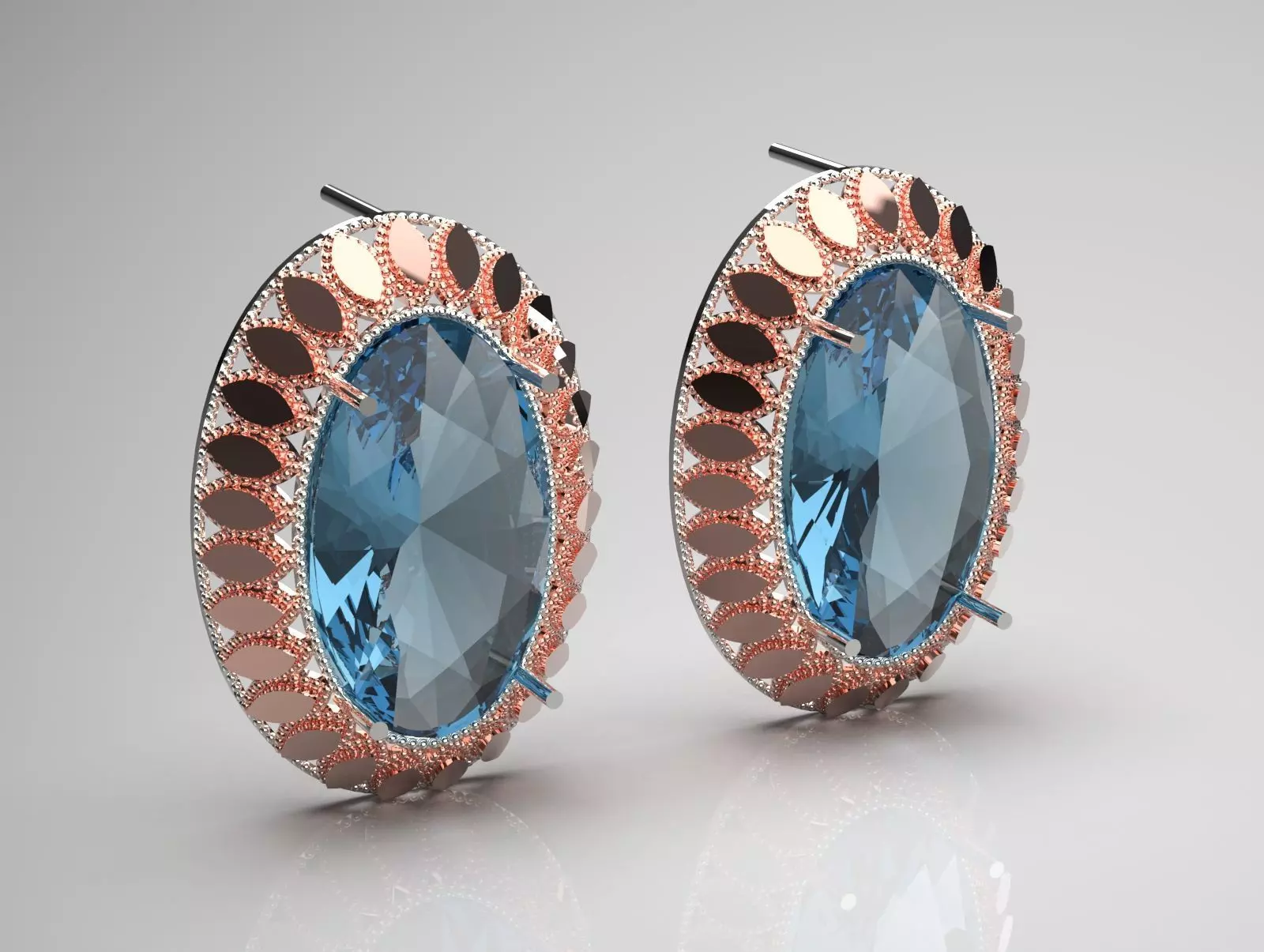 gemstone gold earring ge0004 3D print model