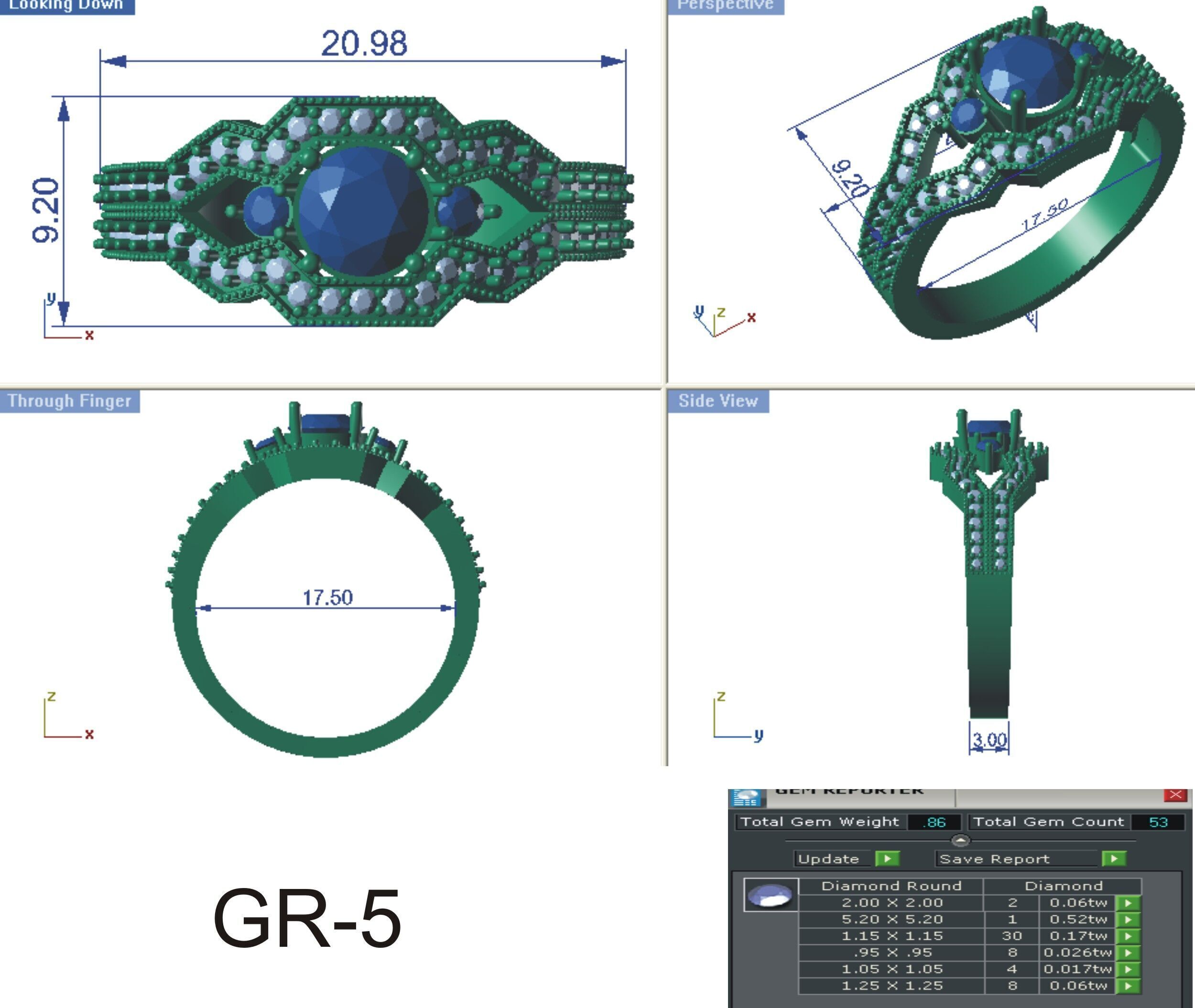 Jewelry 3D Models with render and 3dm stl - R-3910 3D print model_4