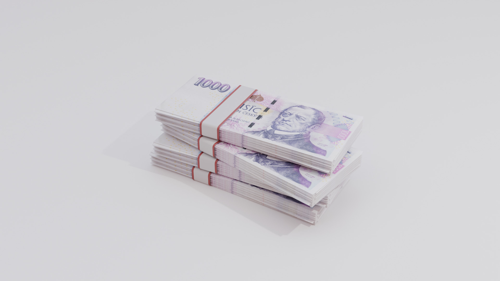 1000 Czechia Czech Koruna Currency Low-poly 3D model_1