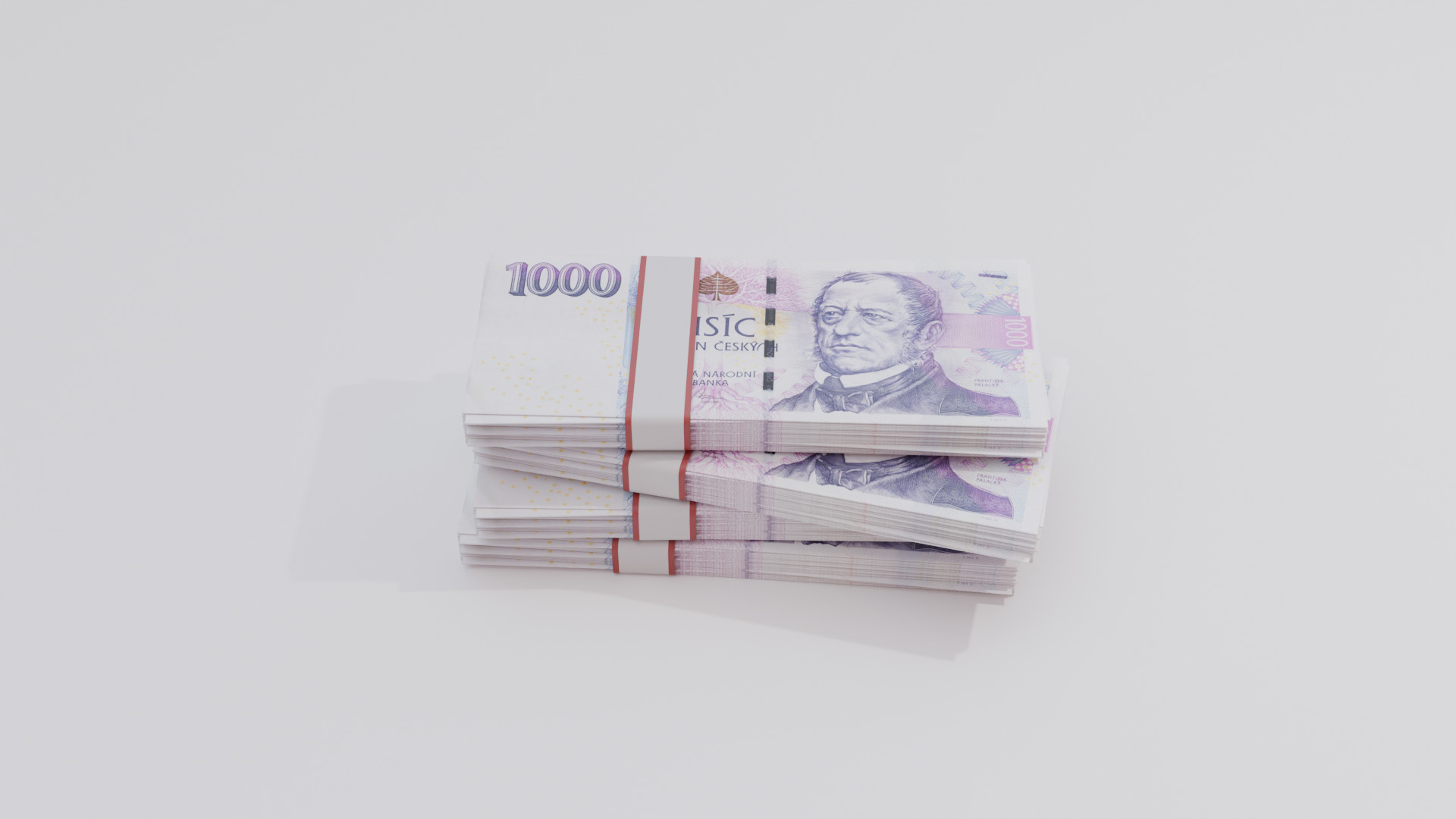 1000 Czechia Czech Koruna Currency Low-poly 3D model_4