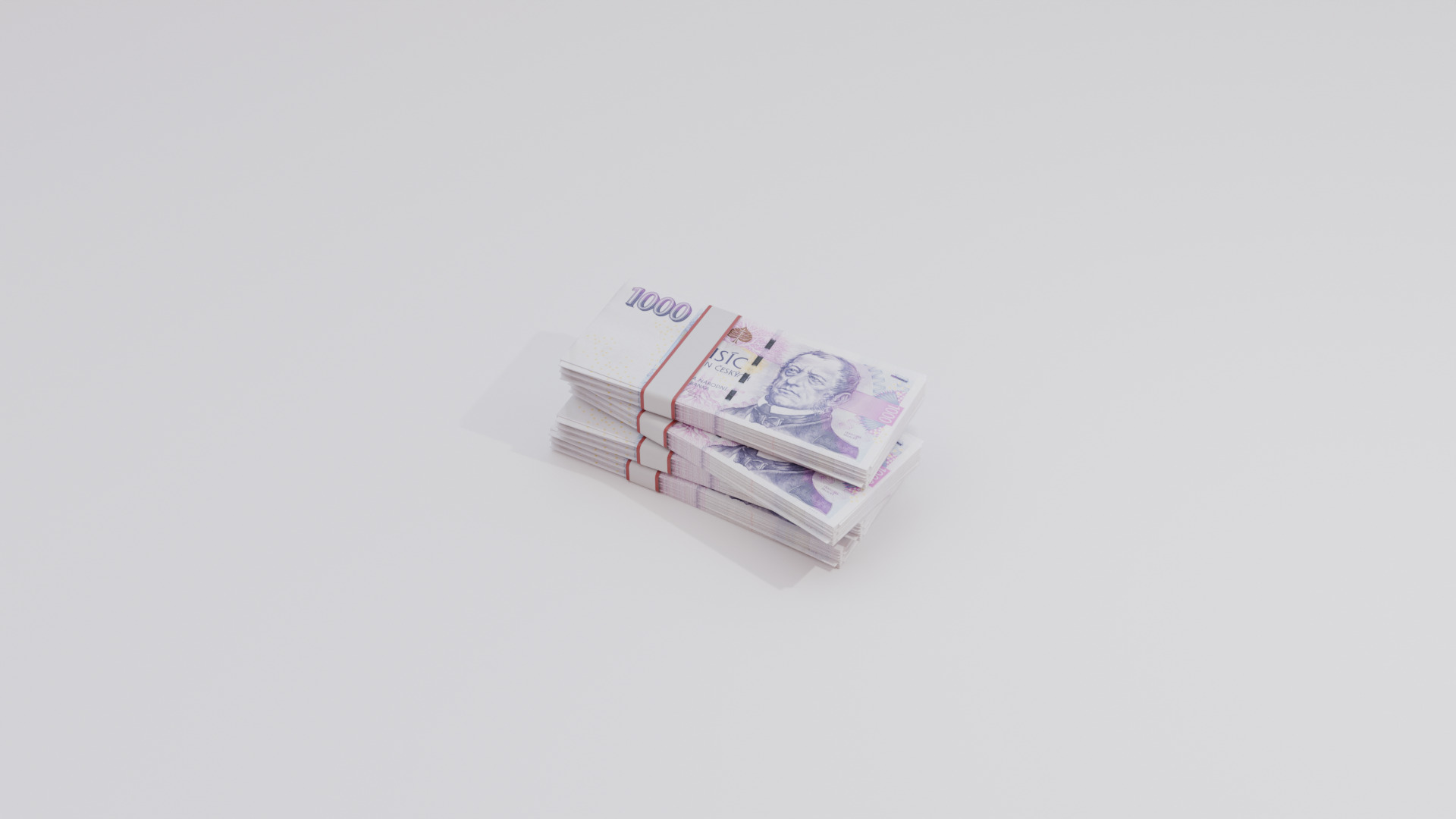 1000 Czechia Czech Koruna Currency Low-poly 3D model_3