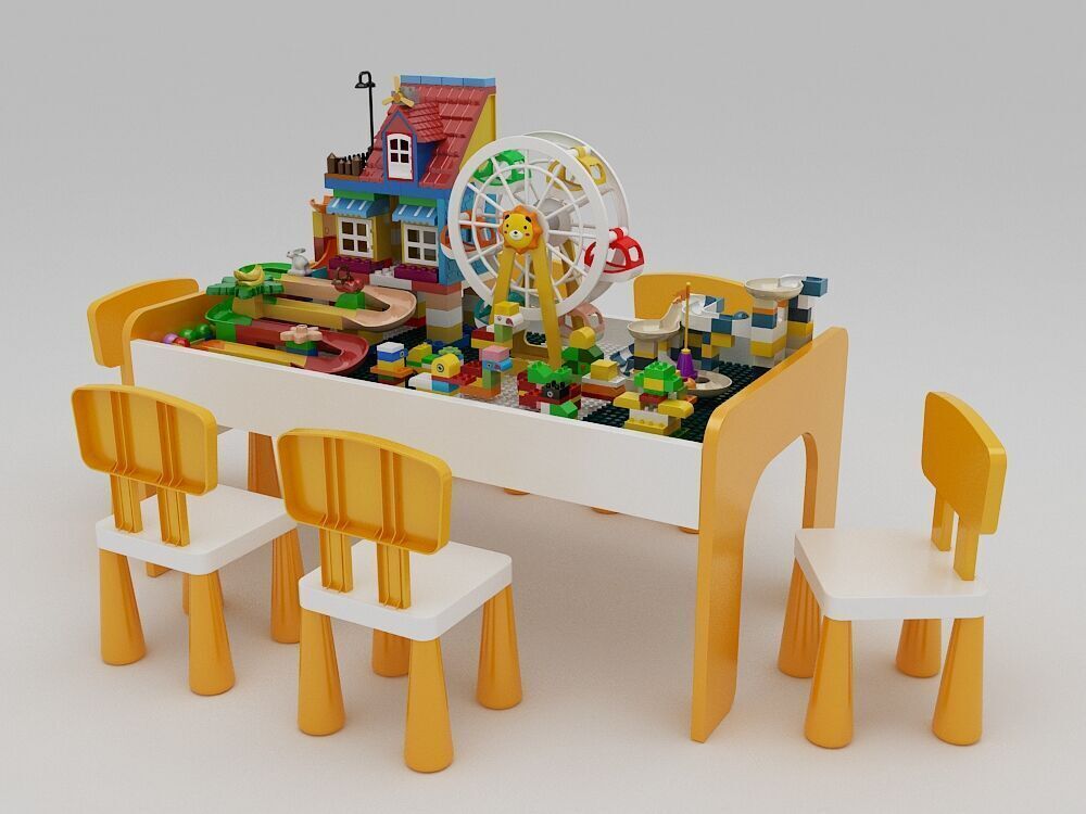 Building block toy table 3D model_2