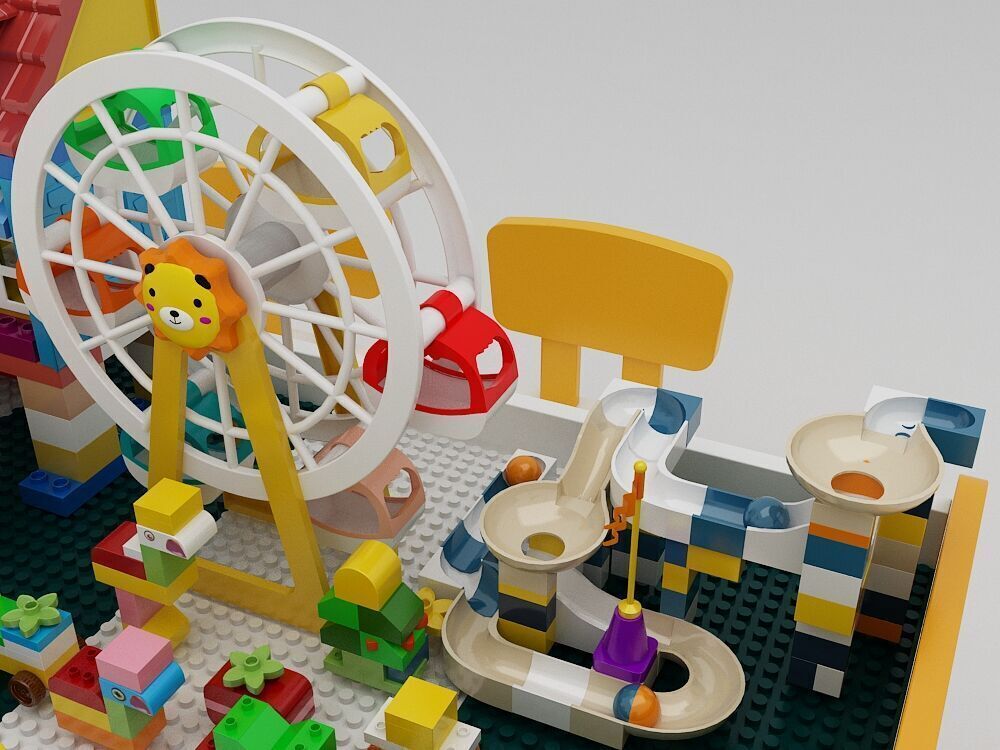 Building block toy table 3D model_4