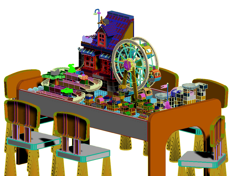 Building block toy table 3D model_12