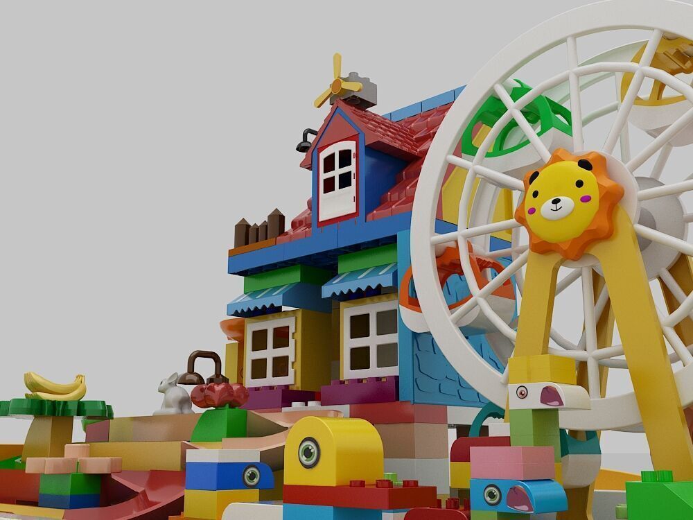 Building block toy table 3D model_7