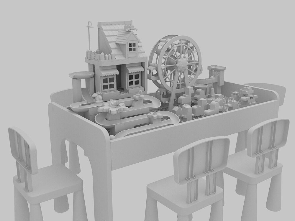 Building block toy table 3D model_13