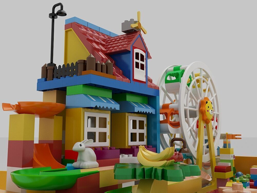 Building block toy table 3D model_6