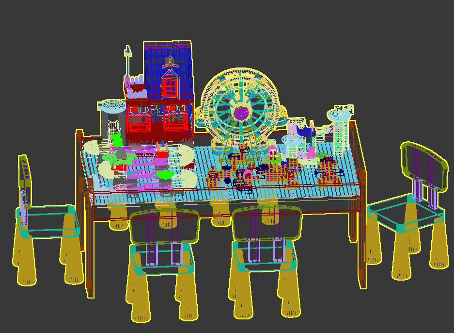Building block toy table 3D model_10
