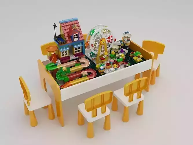 Building block toy table