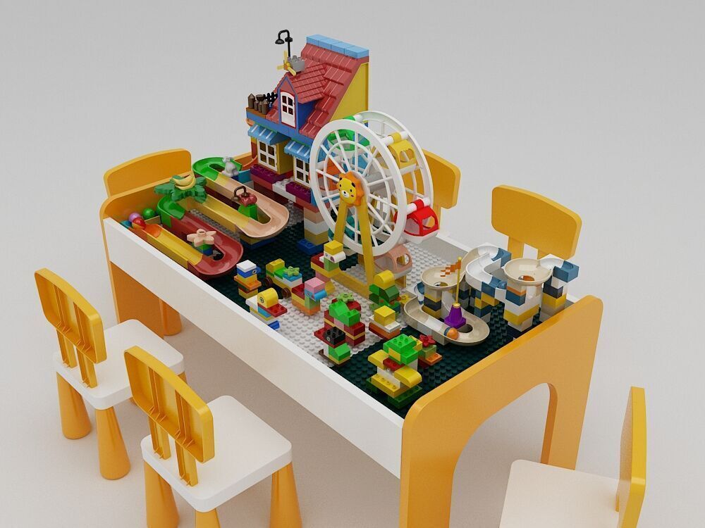 Building block toy table 3D model_3