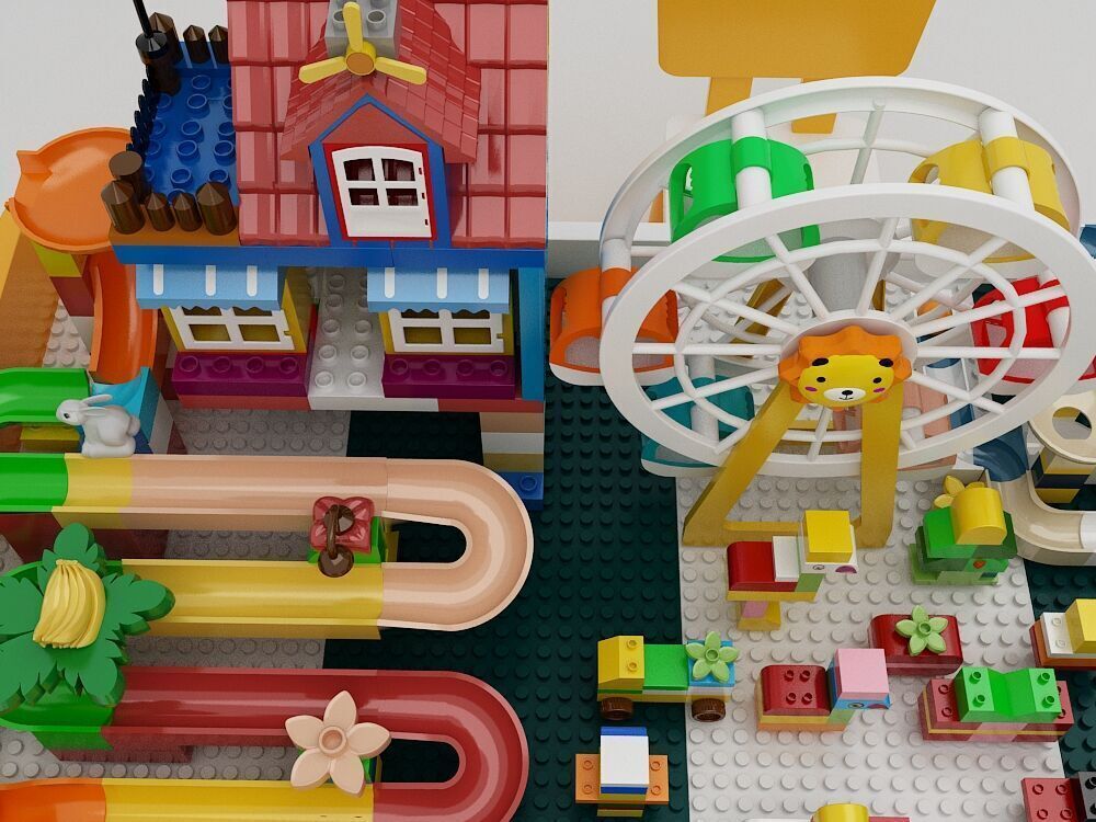 Building block toy table 3D model_8