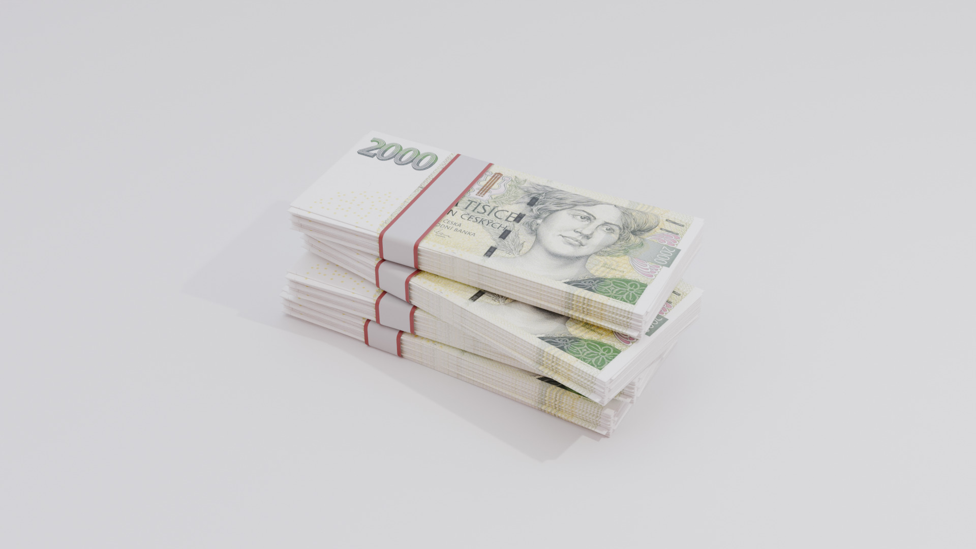 2000 Czechia Czech Koruna Currency Low-poly 3D model_1