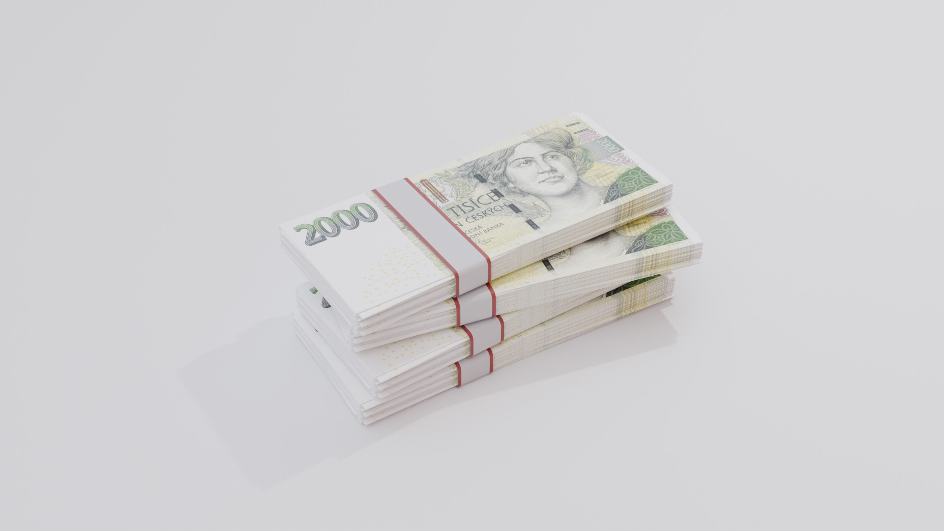 2000 Czechia Czech Koruna Currency Low-poly 3D model_2