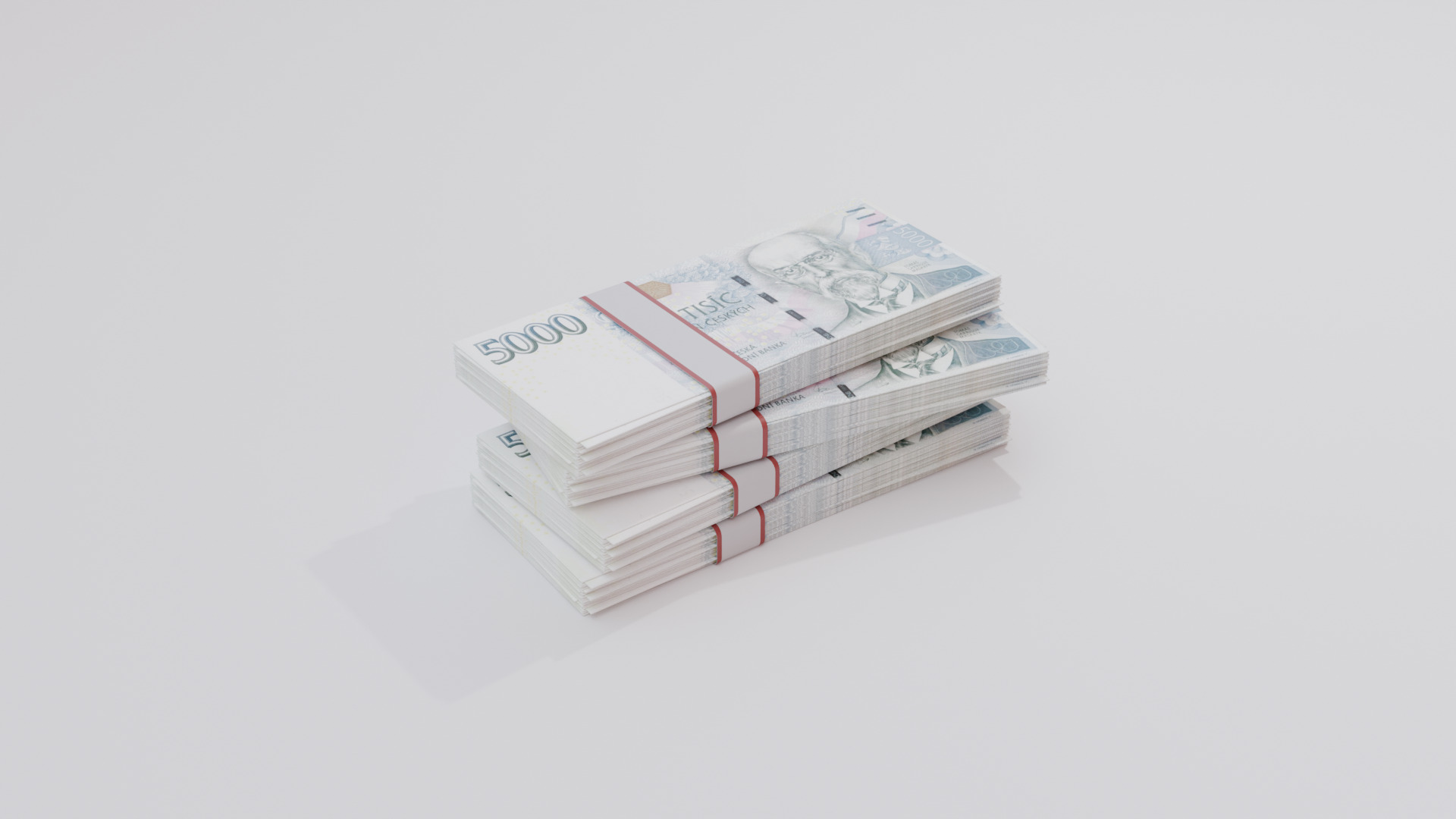 5000 Czechia Czech Koruna Currency Low-poly 3D model_2