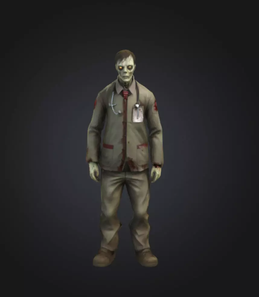 Dayz Themed Doctor Zombie Low-poly 3D model_0