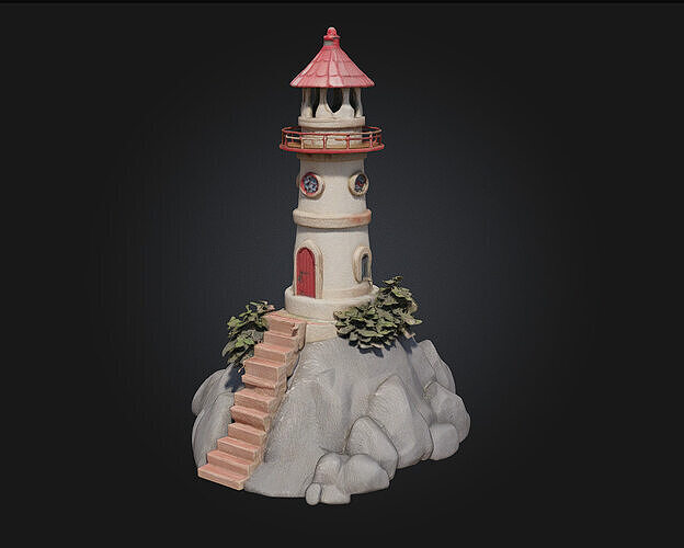 Lighthouse Haven  Guiding Light Amidst Endless Seas 3D model