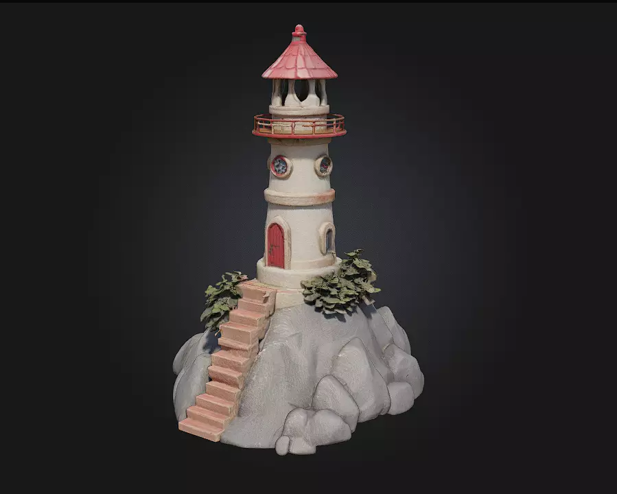 Lighthouse Haven Guiding Light Amidst Endless Seas 3D model