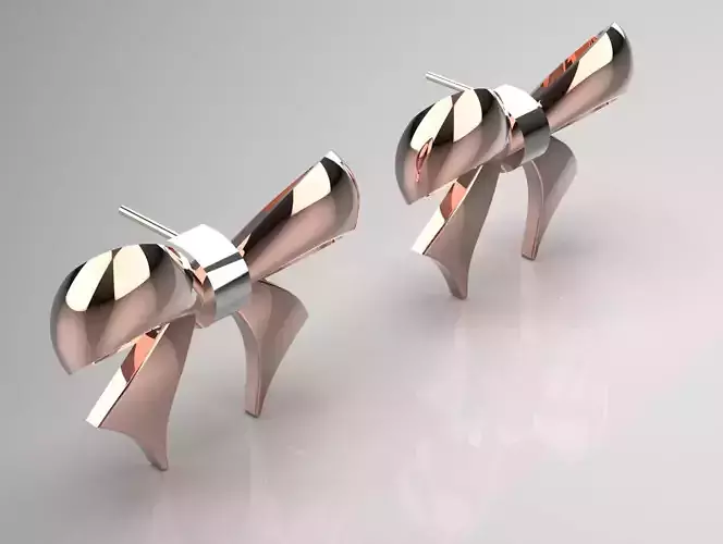 Gold earrings with bow design ge0036