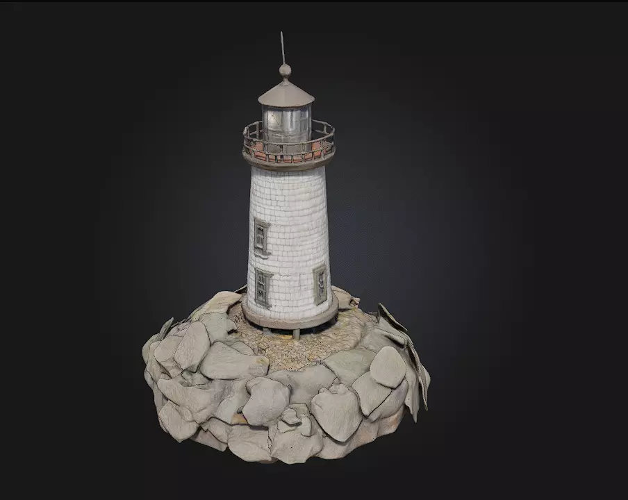 Lighthouse on the Rocks  A Beacon in the Storm 3D model_0
