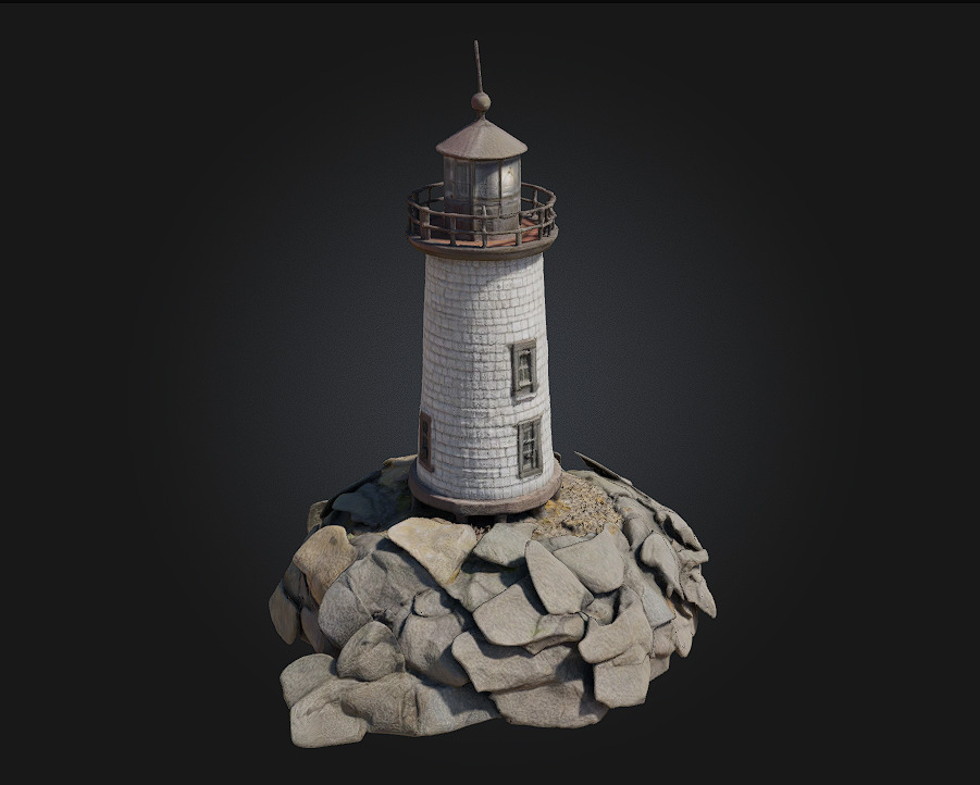 Lighthouse on the Rocks  A Beacon in the Storm 3D model_1