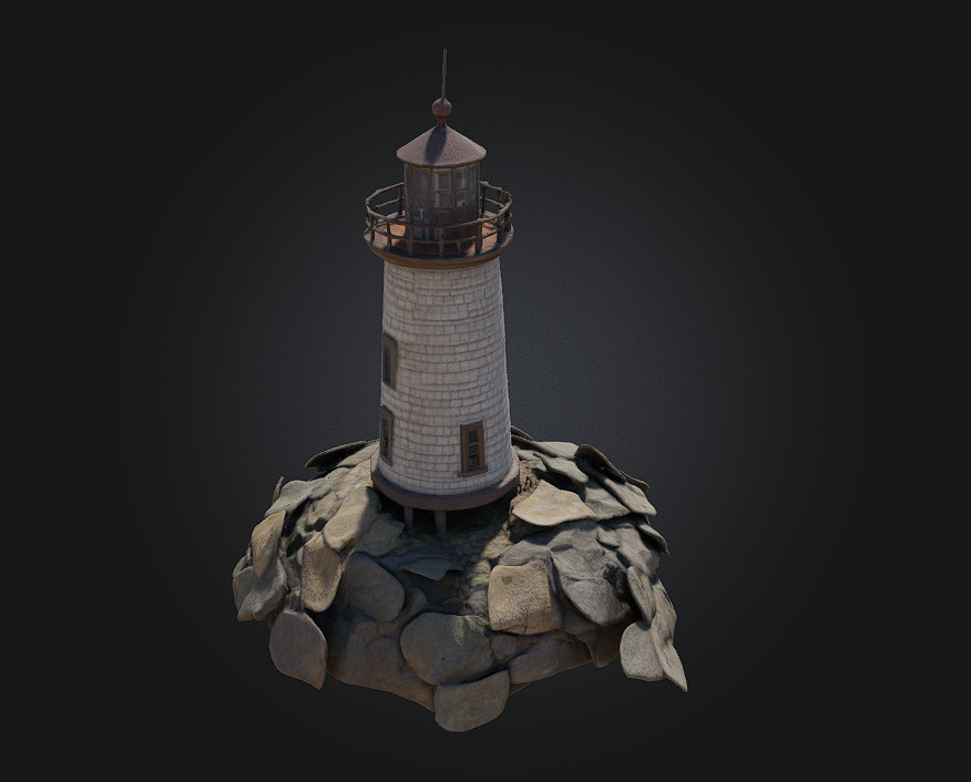 Lighthouse on the Rocks  A Beacon in the Storm 3D model_3