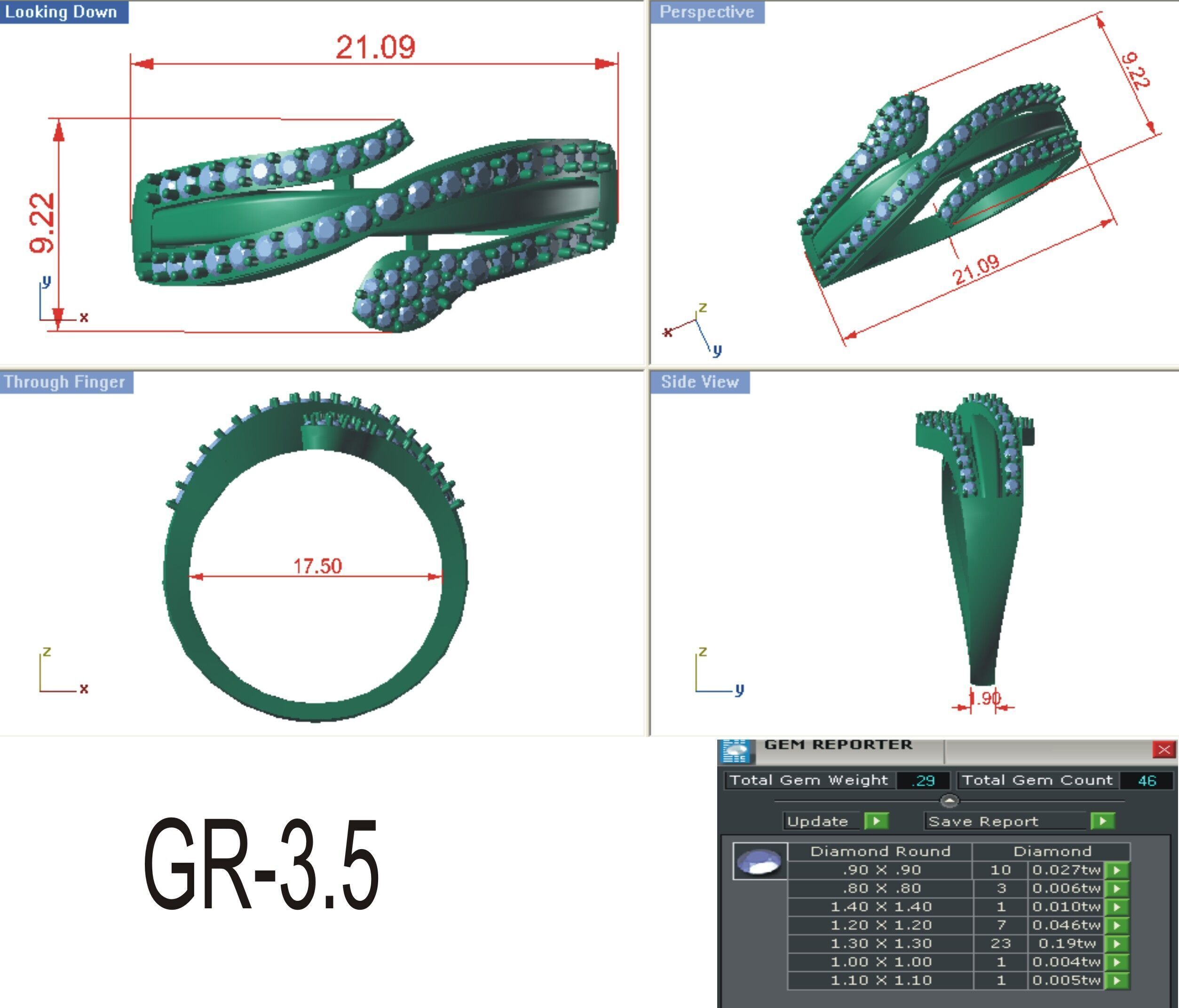 Jewelry 3D Models with render and 3dm stl - R-3926 3D print model_4