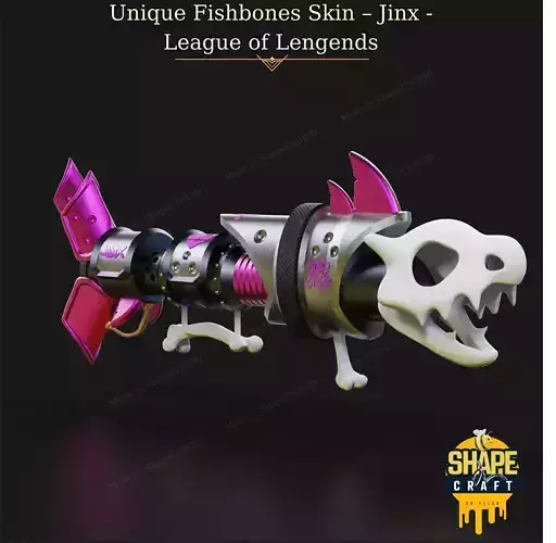 Jinx Fishbones Blaster STL File from League of Legends