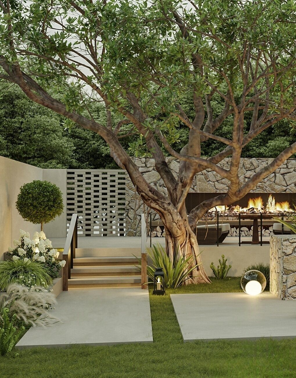 Forest-style natural and artistic courtyard landscape 3D model_2