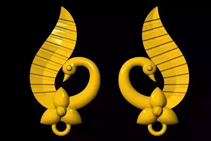 peacock stud earrings 3dm file