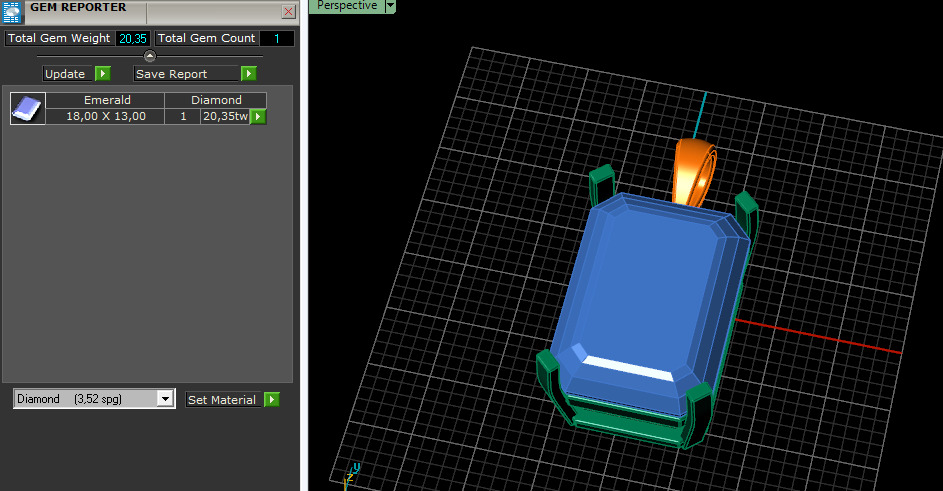 Pendant emerald Model 7389 3D print model_7