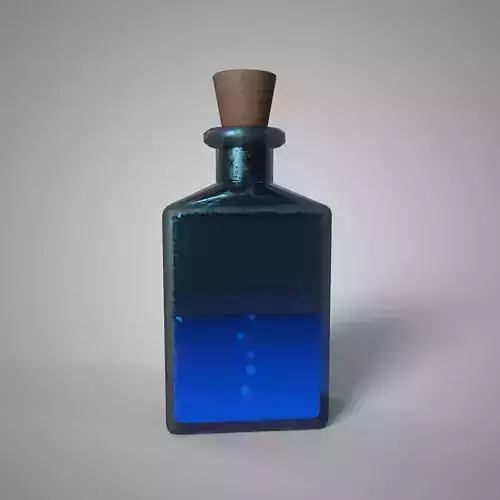 Fantasy Potion Bottle Blue Magic Elixir Game Ready Asset