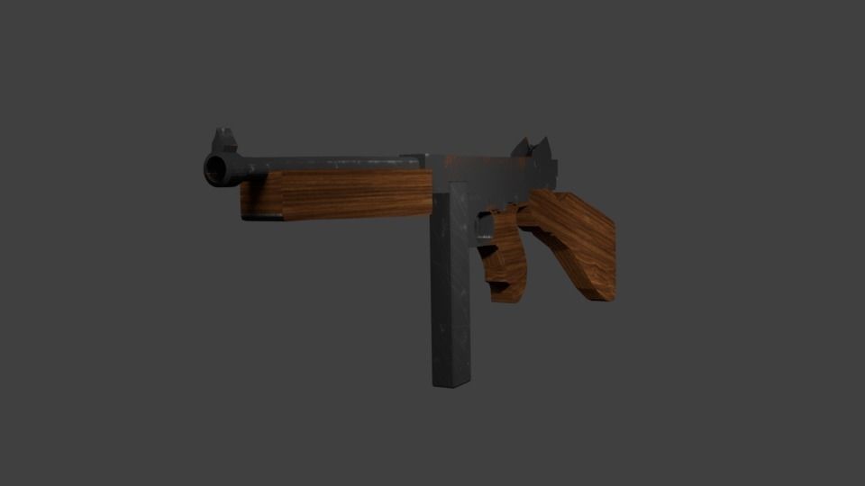 Thompson M1A1 - WW2 Submachine Gun 3D model_3