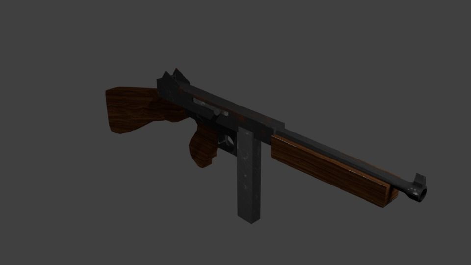 Thompson M1A1 - WW2 Submachine Gun 3D model_2