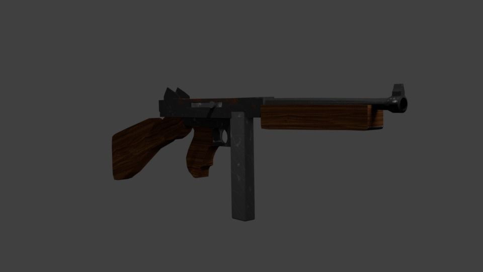 Thompson M1A1 - WW2 Submachine Gun 3D model_0