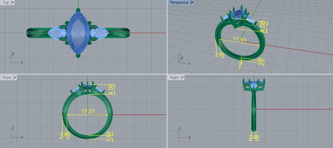 Ring marquise Model 7481 3D print model_5