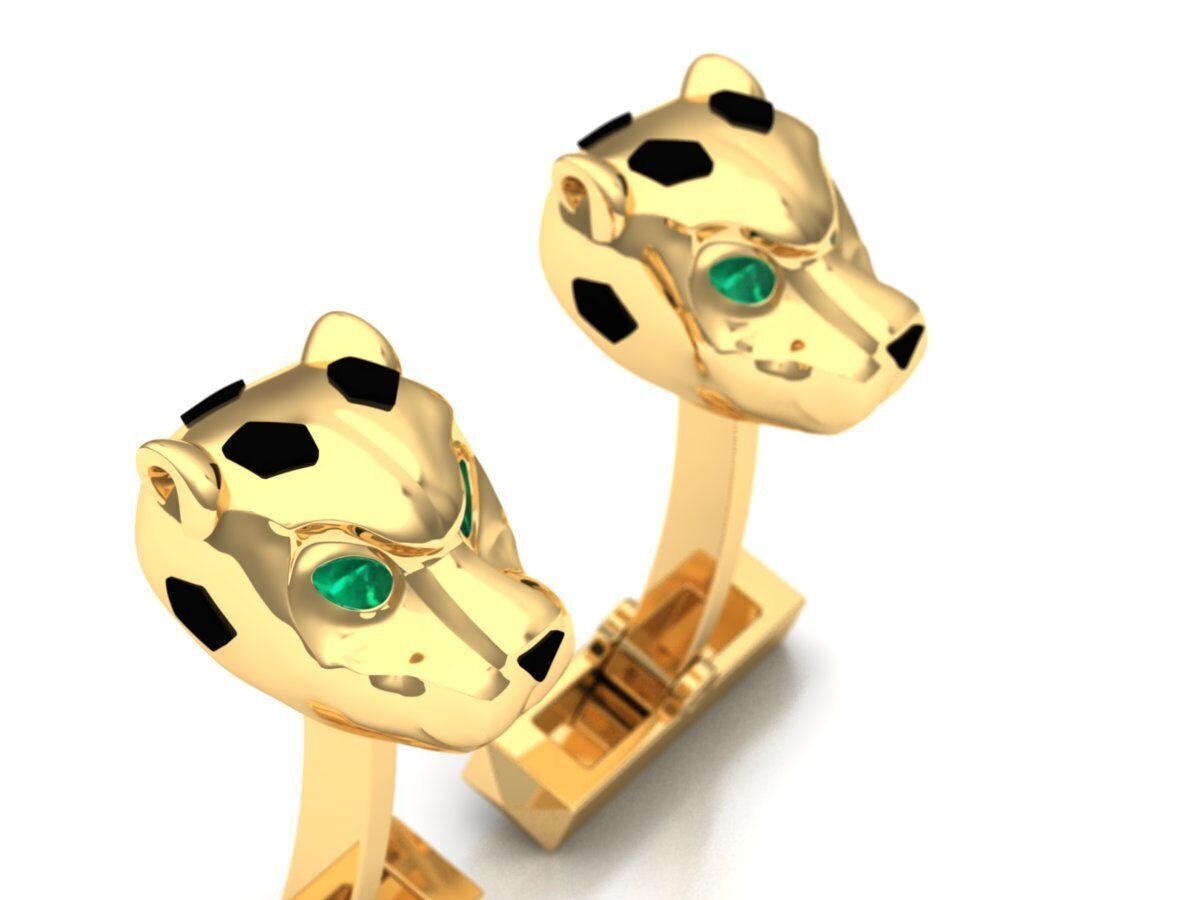 Panther Head Cufflinks 3D print model_2