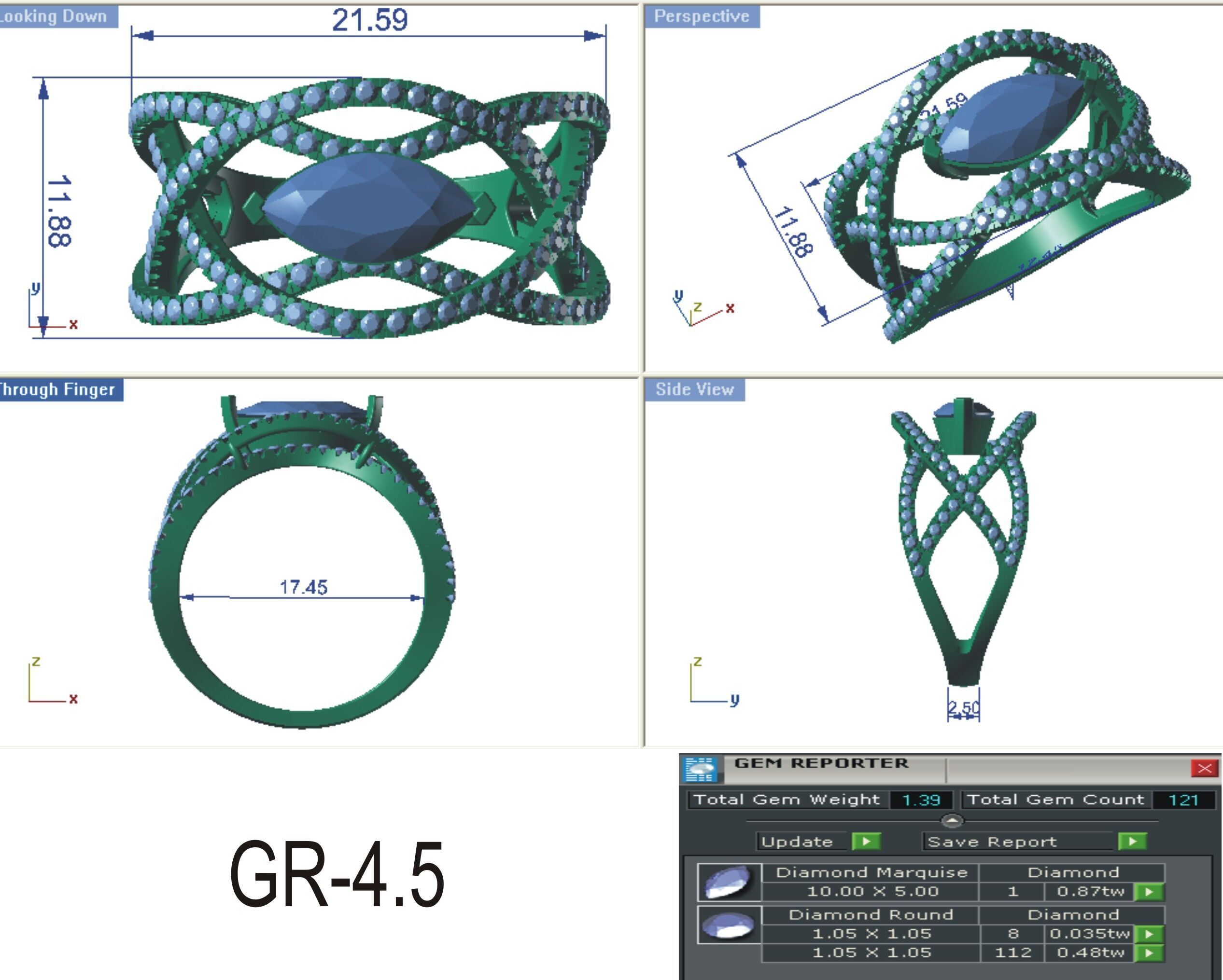 Jewelry 3D Models with render and 3dm stl - R-3946 3D print model_4