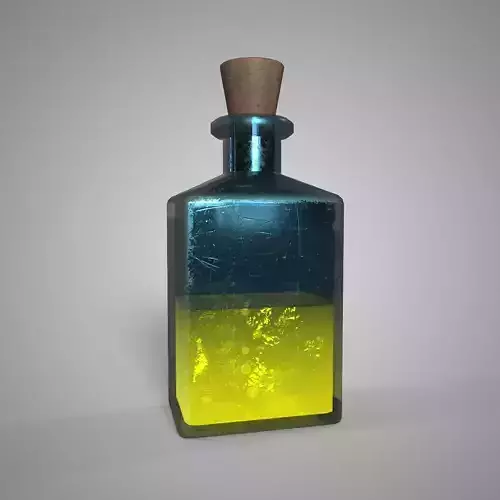  Yellow Fantasy Potion Game Ready Alchemy Bottle 3D Model