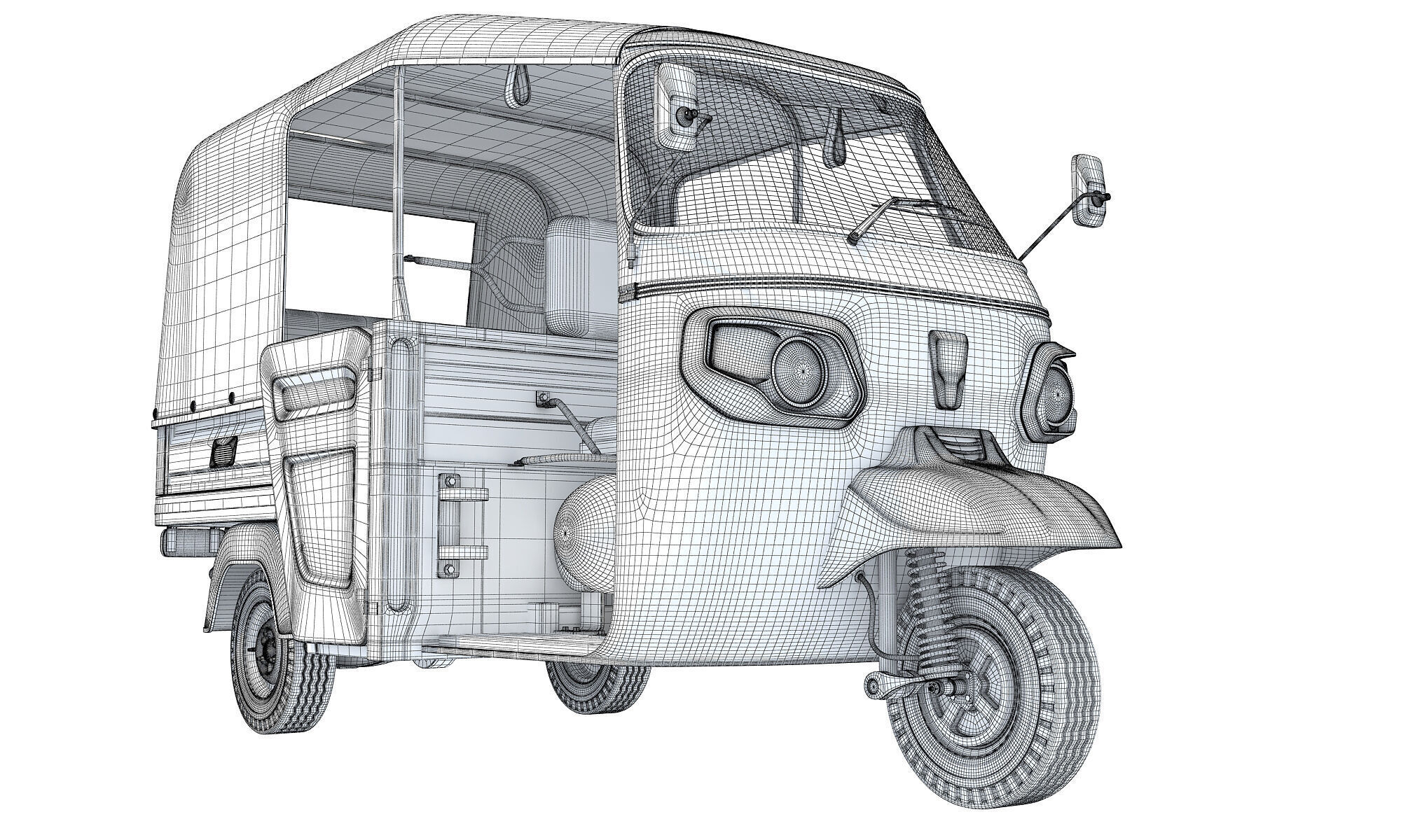 3 Wheeler Taxi Tuk Tuk 3D model_17