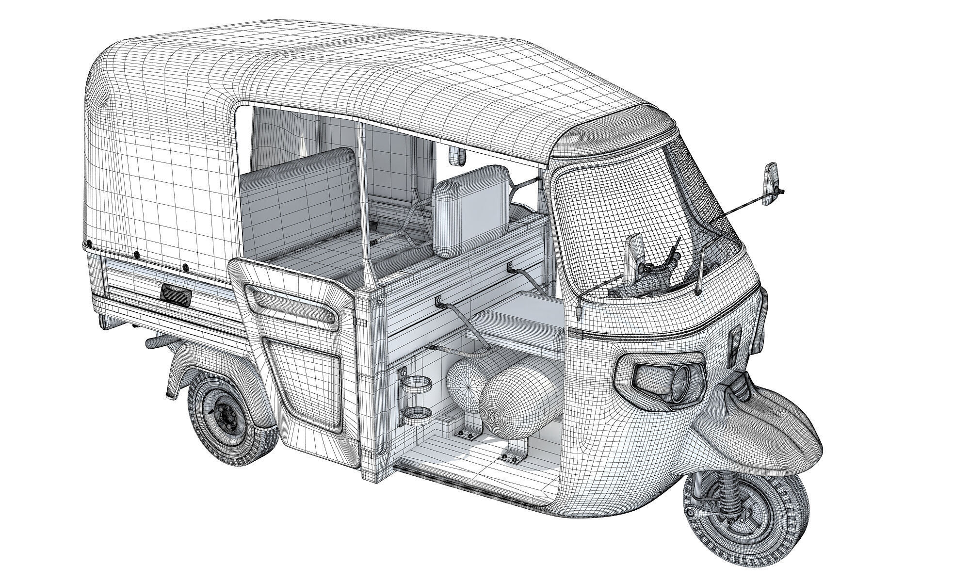 3 Wheeler Taxi Tuk Tuk 3D model_16