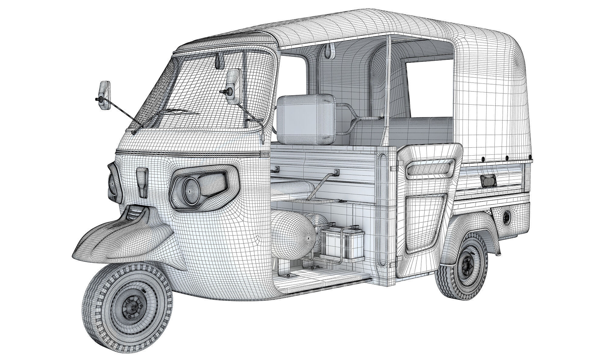 3 Wheeler Taxi Tuk Tuk 3D model_13