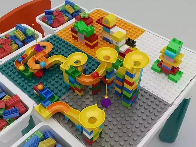 Building block toy table