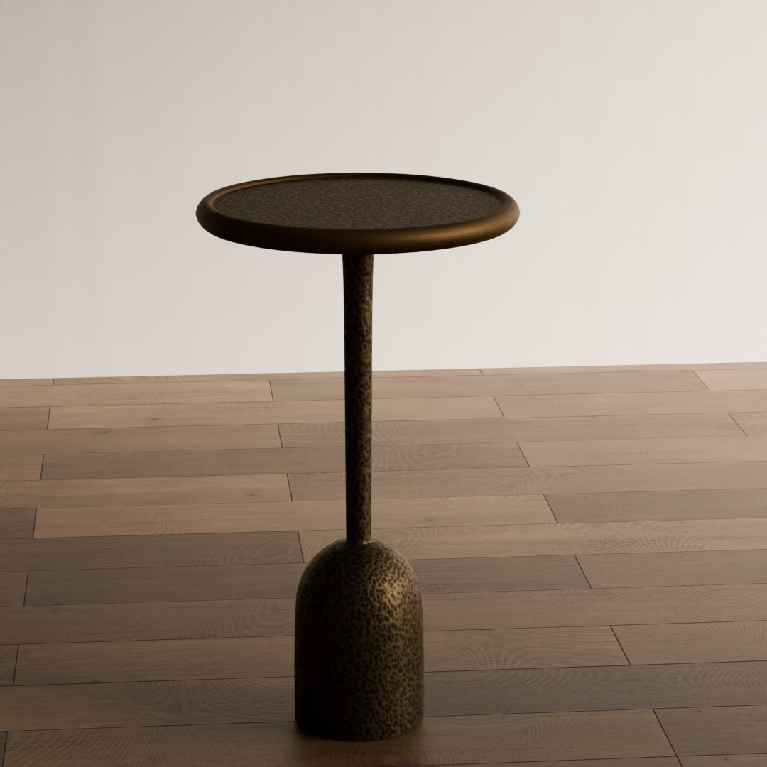 Modern Brass Side Table Low-poly 3D model_3