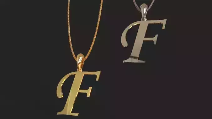 Letter F NECKLACE 3D print model 3D print model