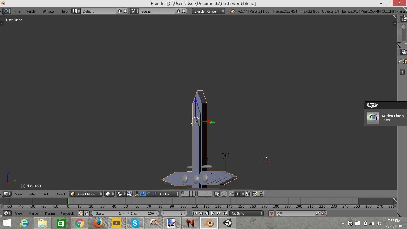sword computer screen showing plane 3D model_2