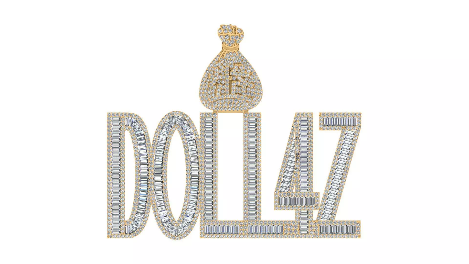 Money Bag Custom Diamond Pendant 3D print model