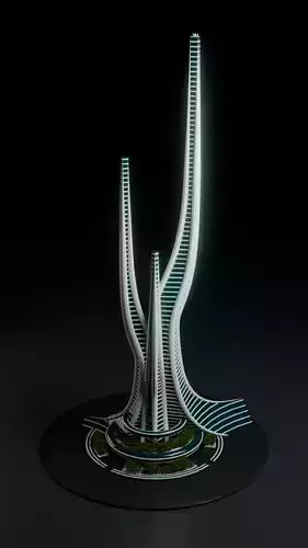 The Lumina Arbors - Futuristic Skyscraper - Blender